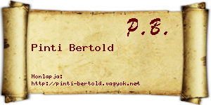 Pinti Bertold névjegykártya